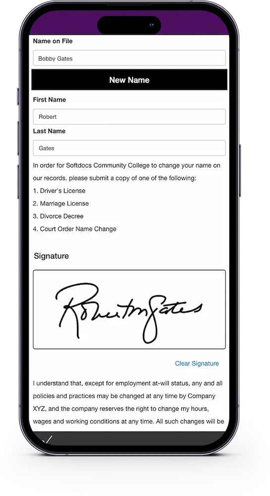 esignatures on an iphone